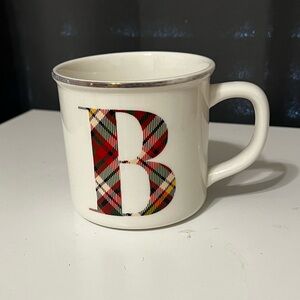 Pottery Barn Plaid B Mug